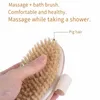楕円形シャワー自然の健康的な木製ブラシ乾燥肌のボディソフトヘアマッサージバスタブスパブラシH6614
