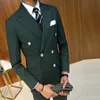 (Jacket+Pant) Luxury Men Wedding Suit Male Blazers Slim Fit Suits For Men Costume Business Formal Party green Classic Black X0909