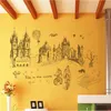 Retro City Travel Wall sticker PVC Background Decor For Home Decor Room Artistic Wall Stickers Wallpaper Stickers On The Wall Po 210420