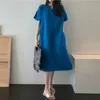 S-XL Estate Ragazze Donna Cotone Lino Abiti manica corta Abito femminile Vintage Oversize Boho Robe Femme Vestido 210417