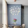 Modern Nordic LED Firefly Hanging Lamp Living Room Round Chandelier Modern Rose Gold/Black Kitchen Branch Pendant Lamps Lighting