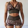 Sexig Kvinnors Leopard Print Yoga Bra Fitness Top Sport Gym Shocksäker Sport Bras Shorts Running Workout Training Wear Outfit