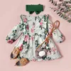 Robe à manches longues à imprimé floral pour bébé/tout-petit fille avec bandeau uni 210528