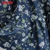 Mini abito da donna a maniche lunghe con scollo a V e maniche lunghe con stampa di fiori blu da donna Vestidos SY227 210416