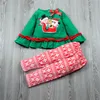 Home Clothes Baby Reindeer Tree Pattern Long Sleeve T-shirt Dress And Pants Two Piece Xmas Outfits Set Girls Clothing ZWL267