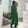 [Eam] 큰 크기 불규칙한 중공 넓은 다리 바지 두 조각 정장 옷깃 반 슬리브 느슨한 여성 패션 여름 1DD7495 21512
