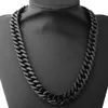 17mm Cuban Link Chain For Men Woman Black Color Basic Punk titanium steel polished Necklace Choker colar Jewelry Gifts
