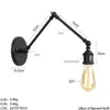Wandlampen American Loft Vintage Iron Industrial Decor Edison Lamp Lange arm SCONCE LICHT Binnen verlichting armaturen Luminaire