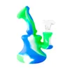 Colored 5.0" Smoking Pipe Portable Unbreakable Bongs Hookahs with 14.4mm joint Recycler Glass Bong Silicone Dab Oil Rigs