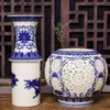 Vasi Vaso in ceramica cavo cinese blu e bianco traforato soggiorno decorazione fiore in porcellana accessori per la casa