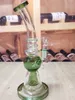 8.7inch Glass Water Pipe Hookah Green Recycler Perc Percolators Smoking Beaker Bong Bubbler 14mm Male Bowl Dab Rig