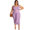 4xl 5xl Kvinnor Plus Size Dress Set Tank Top+Skinny Bandaged kjol Tvådelat Set Solid Color Vest Tops+Long Dresses Summer Clothing DHL Ship 4966