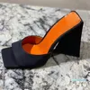 Designers slippers Abnormal Heels sexy women sandals Bright colors Orange Genuine Leather shoes big size 35-43 High heeled