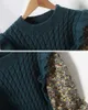 Осенний свитер A-Line платье для женской зимней строчки вязаные оборками MIDI длинный конденсирный принт винтажный женский полный 210420