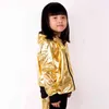 Heroprose Moda Meninas Meninos Gold Jazz Hip Hop Dança Competição Coat Kid Roupas Festa Dancing Fase Performance Jacket 211204