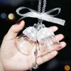 Interior Decorations Upscale Car Pendant Crystal Mink Hair Double Bell Auto Rearview Mirror Hanging Ornaments Accessories Holiday Gifts