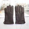 Deerskin Handschoenen Herenleer Buitengestikte Gestreepte Retro Motorfiets Rijden Rijden Herfst en Winter Wol Gebreide voering