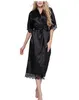 Hoge Kwaliteit Zwarte Vrouwen Zijde Rayon Robe Sexy Lange Lingerie Nachtkleding Kimono Yukata Nachthemd Plus Size S M L XL XXL XXXL A-050 210924