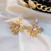 Корейский дизайн мода ювелирные изделия высококачественный кристалл пчелы золотые металлические серьги для женщин