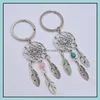 Key Rings Jewelry Dreamcatcher Keychain Indian 6Mm /Turquoise Beads Holder Birthday Christmas Gifts Women Dream Catcher Chain Drop Delivery