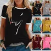 T-shirt damski moda letnia kot patchworkowy wzór zwierzęcy z krótkim rękawem wokół szyi t-shirty w dużych rozmiarach luźne topy na co dzień S-5XL T-Shirt