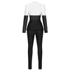 Ocstrade tweedelige set vrouwen pak blazer en broek club outfits runway kleding herfst zwart wit 2 211105