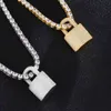 D&Z Hip Hop Iced Out Lock Shape Necklace Pendant Micro Pave AAAA+ Cubic Zirconia Shiny Colorful Mushroom Pendant For Man /Women X0509