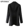 Femmes Mode Unique Bouton Mince Blazer Manteau Vintage À Manches Longues Poches Femme Survêtement Chic Veste Femme 210416