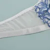 Kvinnors Sexig Underkläder Set Vattenlöslig Blomst Stitching Underwire Samlar BH Set Mesh Perspektiv Hollow Thong Underkläder Set X0526