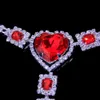 StaneFans Set di mutandine sexy con strass rosso perizoma per donna vita ventre cuore bikini corpo di cristallo catena gioielli imbracatura