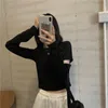 Frauen T-Shirt Mädchen Shirt Kurze Obere Pullover Top Kleidung Mode 2021 Herbst Koreanischen Stil Nische Langarm Cut Out Tops