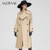 JAZZEVAR arrival autumn trench coat women cotton washed long double-breasted trench loose clothing high quality 9013 210812