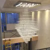 Duplex building big chandeliers living room lamp modern villa hall hotel square crystal long chandelier staircase chandeliers