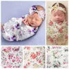 15702 Infant Baby Swaddle Wrap Blanket Florals Wraps Blankets Nursery Bedding Babies Wrapped Cloth med Bowknot Headband Photo Props
