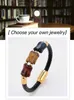 100% Natural Tiger Eye Bracelet Charm Leather Bracelets For Women Stainless Steel Magnetic Clasp Men Jewelry Valentines Day Gift