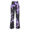 Mode Leuke Slanke Print Bliksem Contrast Kleur Slippy SML Hoge Taille Vrouw Casual Broek Broek Gothic Y2K Joggers 211115