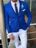 Ternos dos homens Blazers Blue Slim Fit Suit Notched Lapel Masculino Smoking do Noivo do Noivo de Casamento 3 Peças Vest e Calças de Jaqueta de Prom