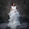 Pretty Soft Tulle Maternity Sleepwear Pography Props Bridal Robes Ruffle Sleeveless Women Nightgowns Plus Size Dress Women's
