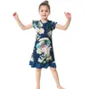 Filles d'été à manches courtes robes de princesse enfants mignons impression robes de soirée pour enfants filles fleur robe hauts vêtements Q0716