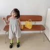 Lato Cute Baby Girls Pasited Bez Rękawów Kombinezony Japoński Styl Dzieci Luźne Dorywcze Spodnie do kolan 210615