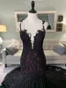 Black Purple Gothic Mermaid Wedding Dress With Sleeveless Sequined Lace Non White Colorful Bride Dresses Custom Made4296613