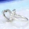 Anello medaglione a forma di cuore galleggiante scintillante in argento sterling 925, adatto per gioielli Pandora, fidanzamento, amanti del matrimonio, anello di moda per le donne