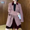 [EAM] Women Red Big Size Plaid Vintage Blazer Lapel Long Sleeve Loose Fit Jacket Fashion Spring Autumn 1DD6437 21512