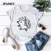 JFuncy 2021 Summer 100% Bomull Kvinnor T-tröja Plus Storlek S-5XL Grafisk Tees Kortärmad Kvinnlig Toppar Gullig Hedgehog Tryckt T-shirt Y0629