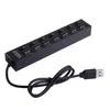 Hubs 7 Port USB Splitter Portable Data Hub med individuell på / av-switch och LED-överspänningsskydd