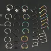 Stainles Steel Body Piercing Jewelry Colorful Nose Studs Rings Set for Women and Men