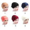 Beanie/Skull Caps Kvinnor Stylish Leisure Elegant Lovely Solid Cotton Polyerter Big Flower Mönster Turban Hat Chemo Hair Loss Cap Bonnet Delm2