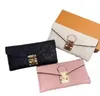 2022 Leather Long Section Lady Wallet Fashion Designer Envelope Metallic Hasp Three Colour Wallet Classic Card Pack