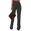 Casual Pants Sexy Buttocks Stretch Flared Pants Women's Folds All-match Fashion 2021 New Three-color Optional Rm* Q0801