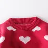 knitted knit sweater t-shirt love round neck pullover shirt cotton yarn female baby clothes born Knit Sweater 210515